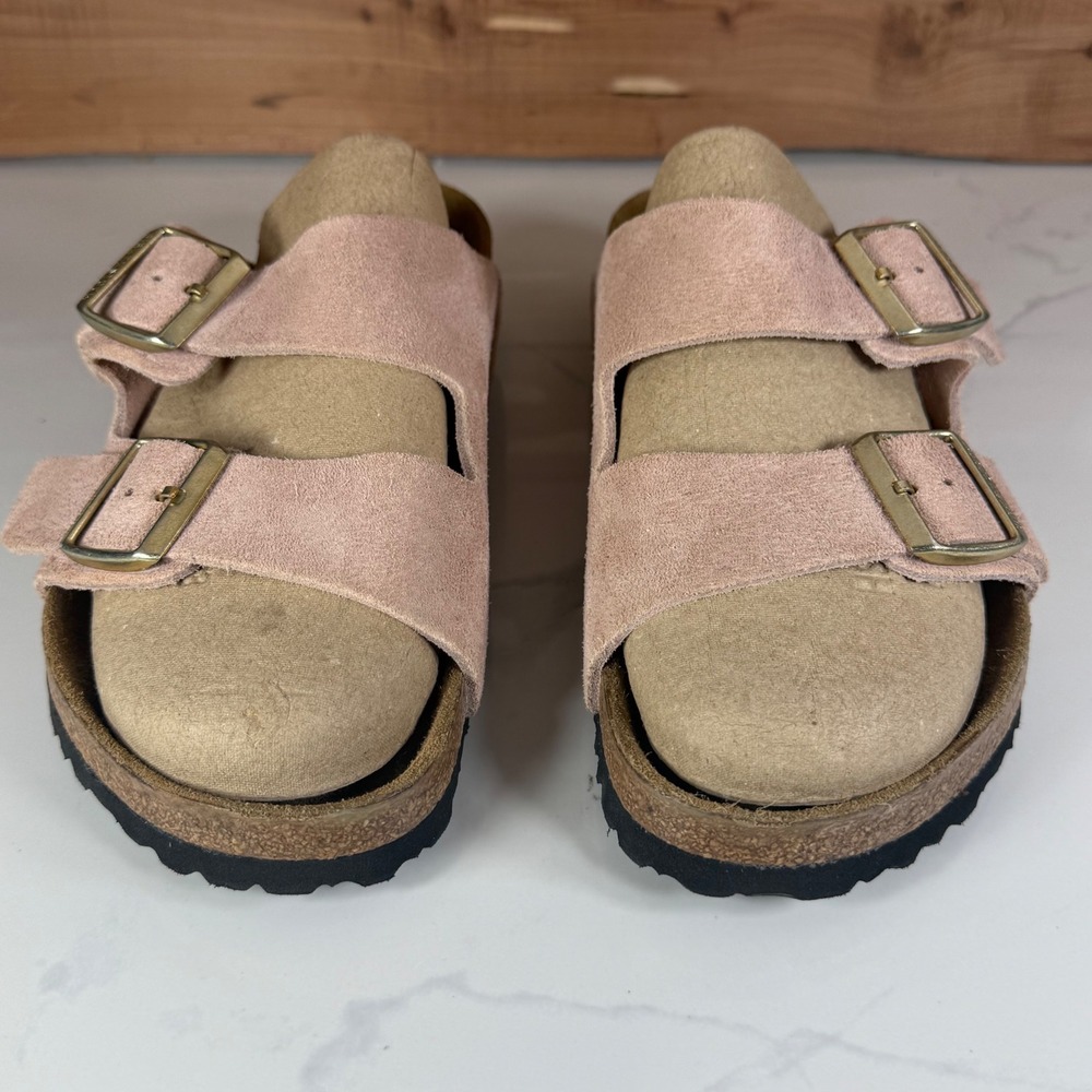 Birkenstock Arizona Suede Leather Sandals Pink Rose Womens 39 EU - 8/ 8.5 - Picture 7 of 15